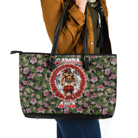 Samoa Aiga Polynesian Leather Tote Bag Tropical Floral Hibiscus Pattern Island Heritage
