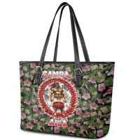 Samoa Aiga Polynesian Leather Tote Bag Tropical Floral Hibiscus Pattern Island Heritage