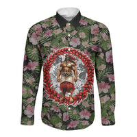 Samoa Aiga Polynesian Long Sleeve Button Shirt Tropical Floral Hibiscus Pattern Island Heritage