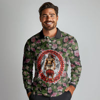 Samoa Aiga Polynesian Long Sleeve Polo Shirt Tropical Floral Hibiscus Pattern Island Heritage