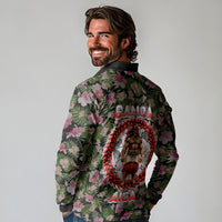 Samoa Aiga Polynesian Long Sleeve Polo Shirt Tropical Floral Hibiscus Pattern Island Heritage
