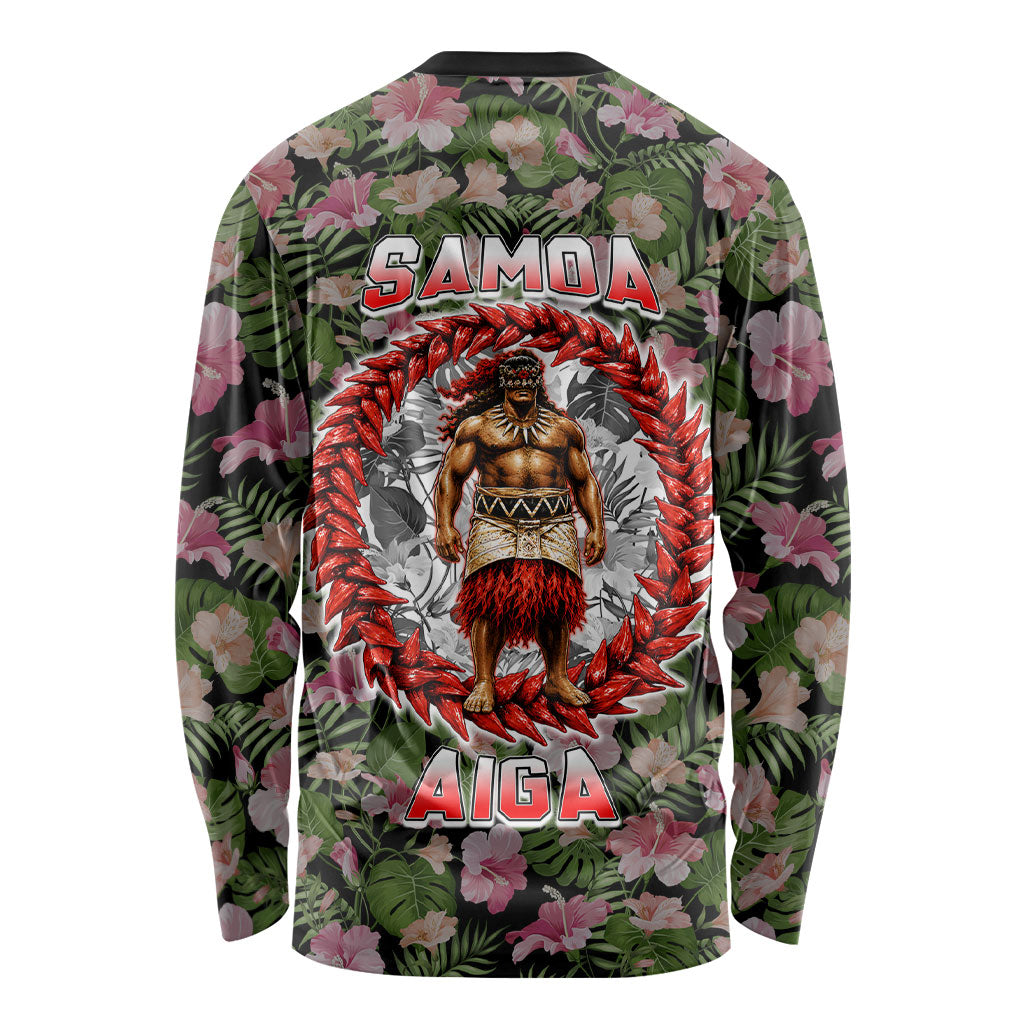 Samoa Aiga Polynesian Long Sleeve Shirt Tropical Floral Hibiscus Pattern Island Heritage
