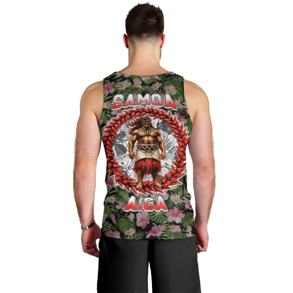 Samoa Aiga Polynesian Men Tank Top Tropical Floral Hibiscus Pattern Island Heritage