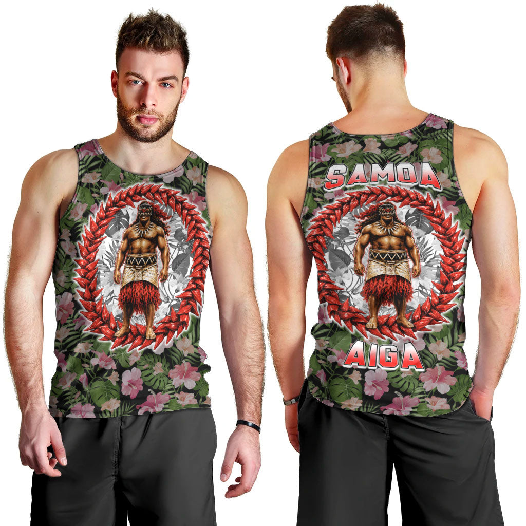 Samoa Aiga Polynesian Men Tank Top Tropical Floral Hibiscus Pattern Island Heritage