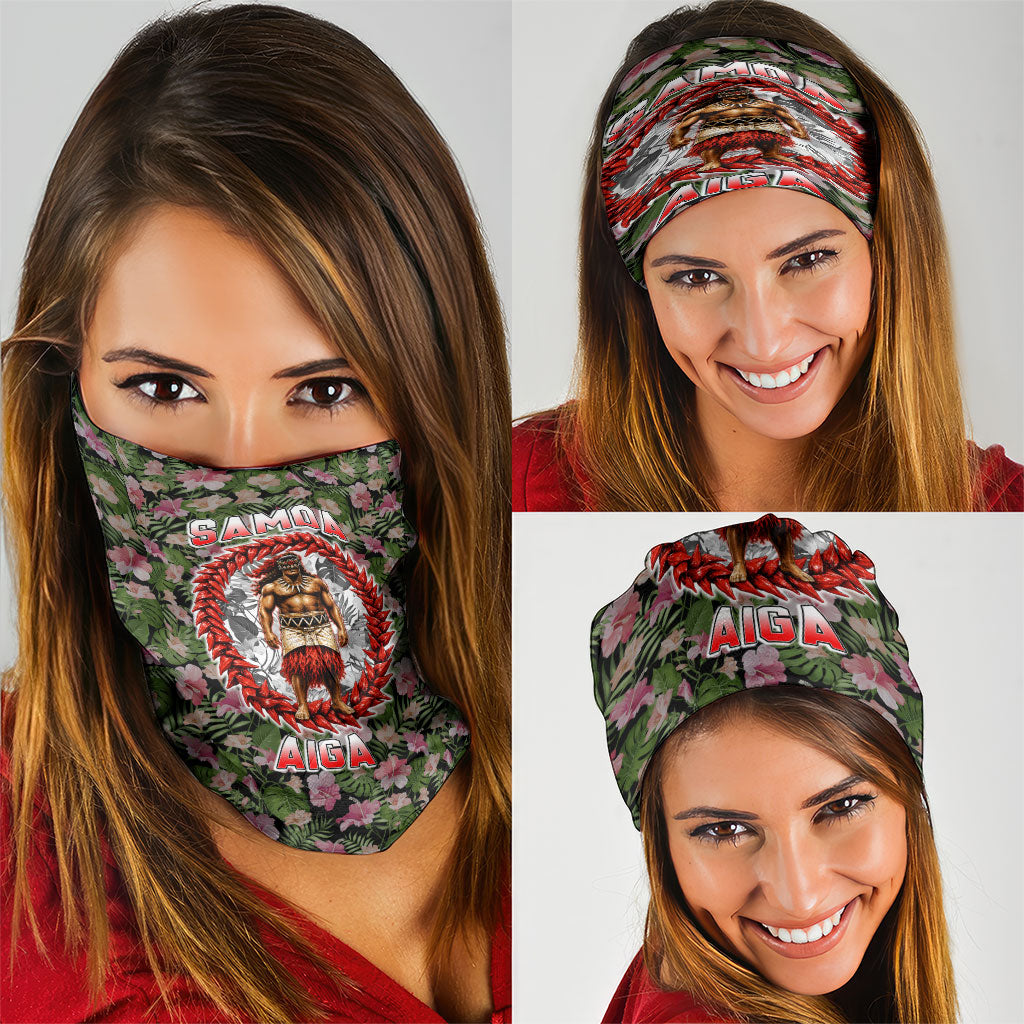 Samoa Aiga Polynesian Neck Gaiter Tropical Floral Hibiscus Pattern Island Heritage