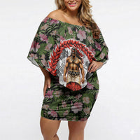 Samoa Aiga Polynesian Off Shoulder Short Dress Tropical Floral Hibiscus Pattern Island Heritage