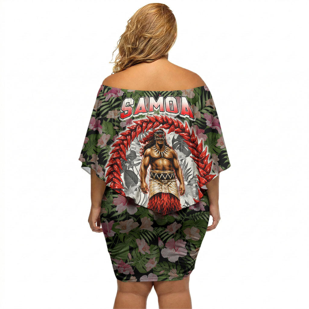 Samoa Aiga Polynesian Off Shoulder Short Dress Tropical Floral Hibiscus Pattern Island Heritage