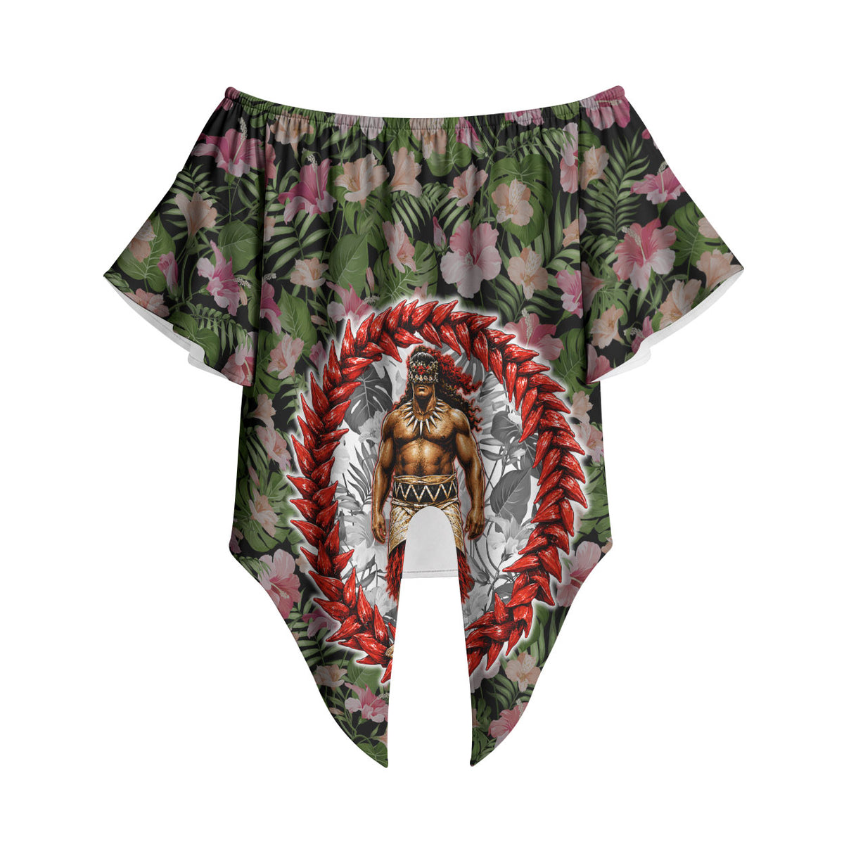 Samoa Aiga Polynesian Off Shoulder Wrap Waist Top Tropical Floral Hibiscus Pattern Island Heritage
