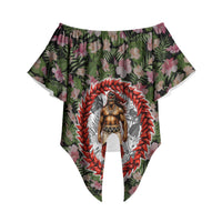 Samoa Aiga Polynesian Off Shoulder Wrap Waist Top Tropical Floral Hibiscus Pattern Island Heritage