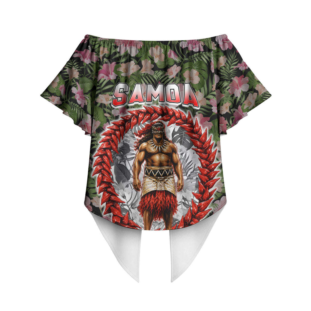 Samoa Aiga Polynesian Off Shoulder Wrap Waist Top Tropical Floral Hibiscus Pattern Island Heritage