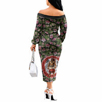 Samoa Aiga Polynesian Off The Shoulder Long Sleeve Dress Tropical Floral Hibiscus Pattern Island Heritage