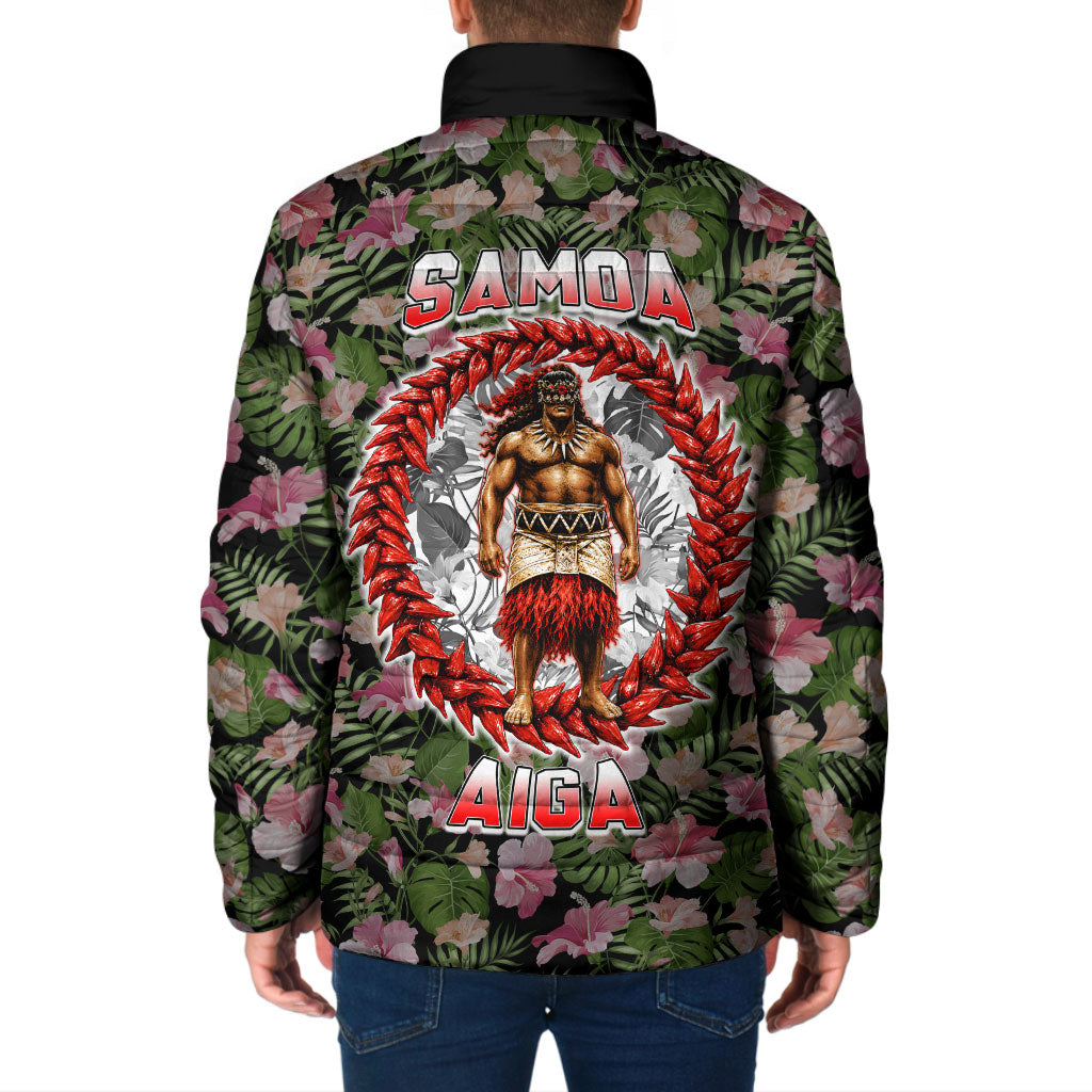 Samoa Aiga Polynesian Padded Jacket Tropical Floral Hibiscus Pattern Island Heritage