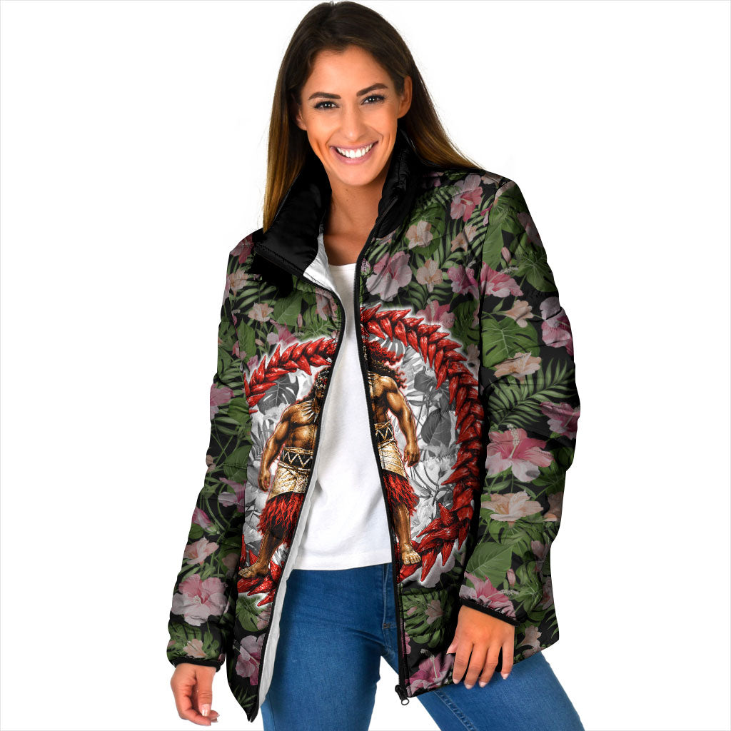 Samoa Aiga Polynesian Padded Jacket Tropical Floral Hibiscus Pattern Island Heritage