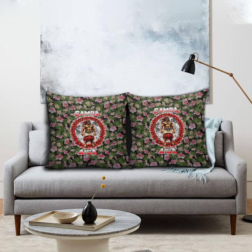 Samoa Aiga Polynesian Pillow Cover Tropical Floral Hibiscus Pattern Island Heritage