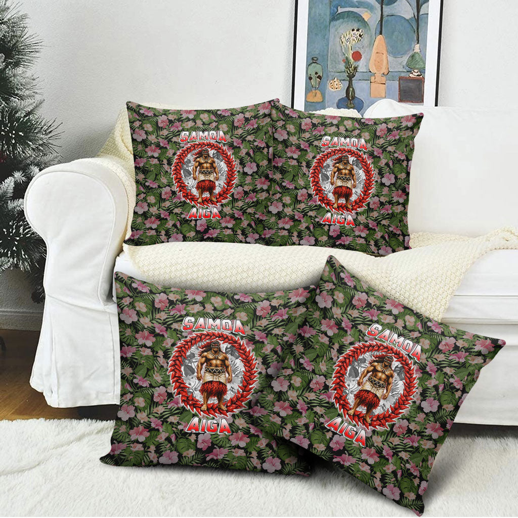 Samoa Aiga Polynesian Pillow Cover Tropical Floral Hibiscus Pattern Island Heritage