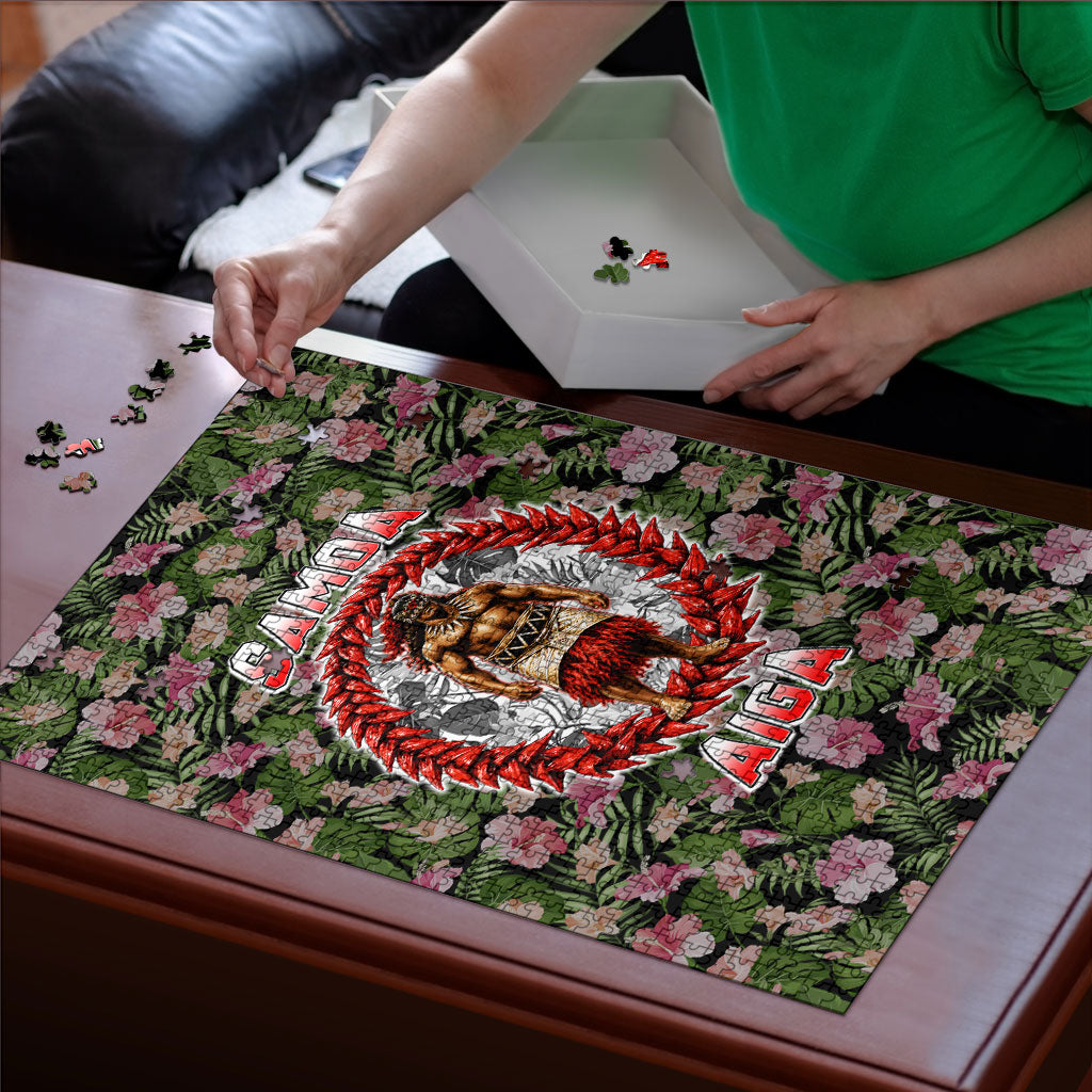 Samoa Aiga Polynesian Puzzle Tropical Floral Hibiscus Pattern Island Heritage