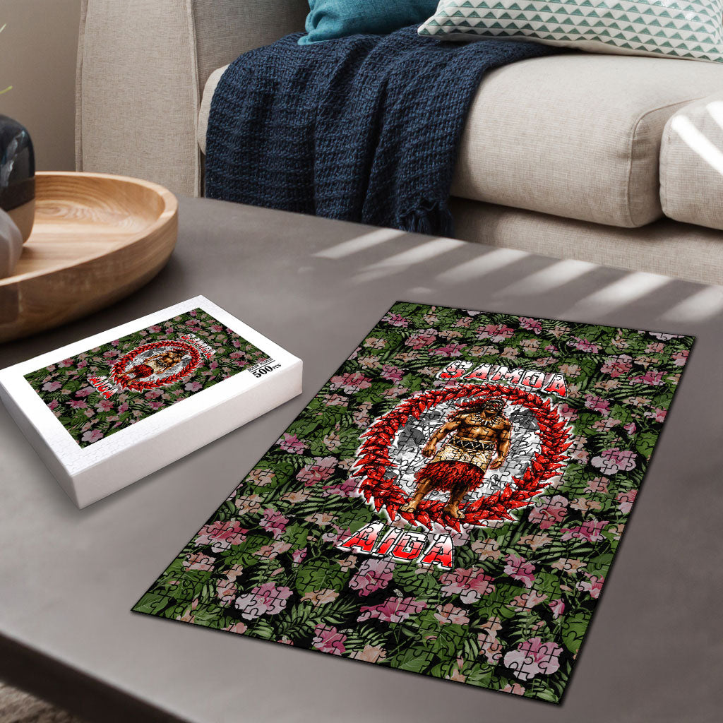 Samoa Aiga Polynesian Puzzle Tropical Floral Hibiscus Pattern Island Heritage