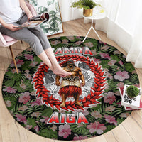 Samoa Aiga Polynesian Round Carpet Tropical Floral Hibiscus Pattern Island Heritage