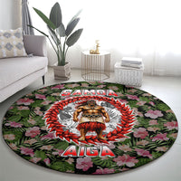 Samoa Aiga Polynesian Round Carpet Tropical Floral Hibiscus Pattern Island Heritage