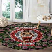 Samoa Aiga Polynesian Round Carpet Tropical Floral Hibiscus Pattern Island Heritage