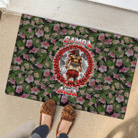 Samoa Aiga Polynesian Rubber Doormat Tropical Floral Hibiscus Pattern Island Heritage