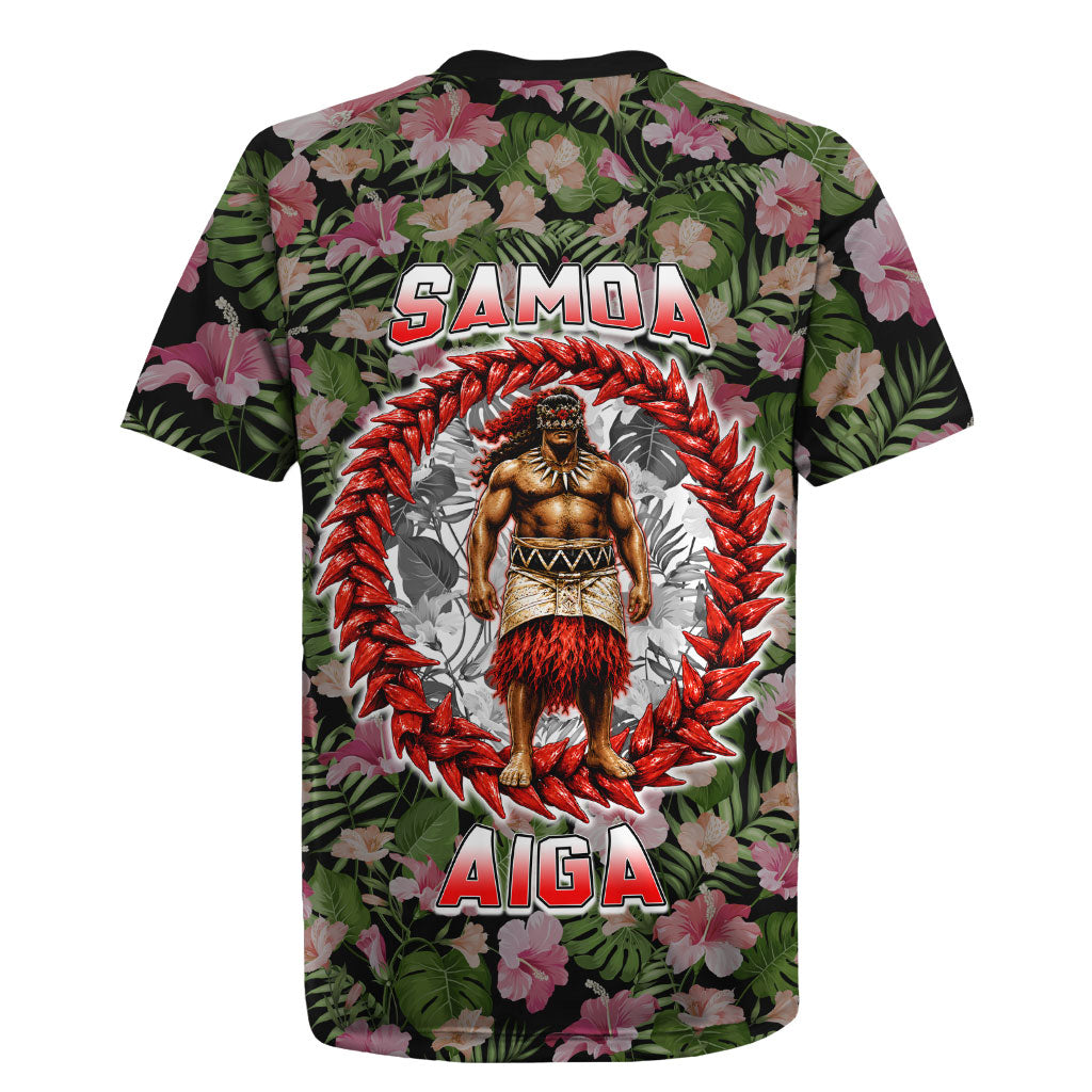 Samoa Aiga Polynesian Rugby Jersey Tropical Floral Hibiscus Pattern Island Heritage