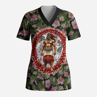 Samoa Aiga Polynesian Scrub Top Tropical Floral Hibiscus Pattern Island Heritage