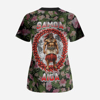 Samoa Aiga Polynesian Scrub Top Tropical Floral Hibiscus Pattern Island Heritage
