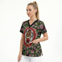 Samoa Aiga Polynesian Scrub Top Tropical Floral Hibiscus Pattern Island Heritage
