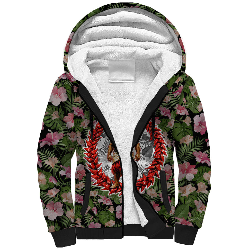 Samoa Aiga Polynesian Sherpa Hoodie Tropical Floral Hibiscus Pattern Island Heritage