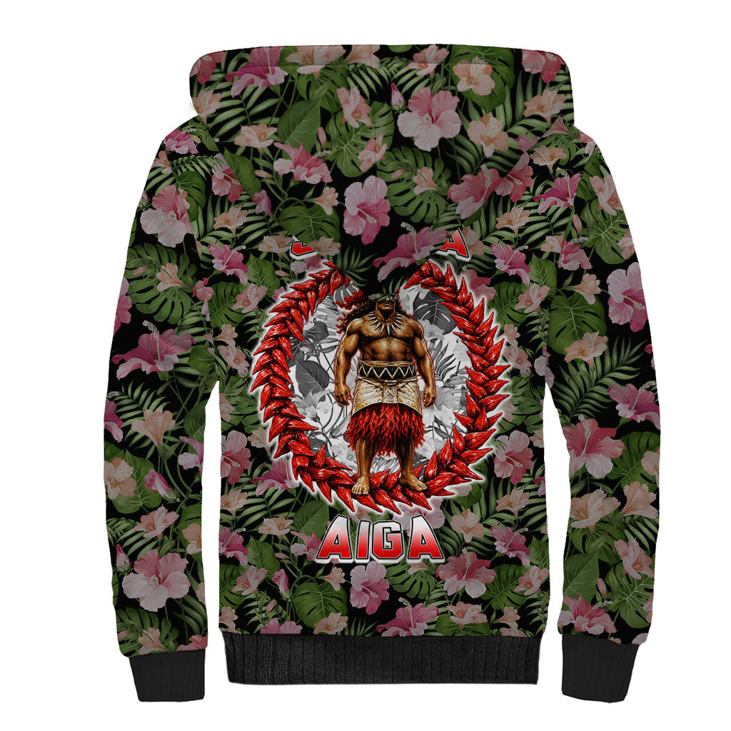 Samoa Aiga Polynesian Sherpa Hoodie Tropical Floral Hibiscus Pattern Island Heritage