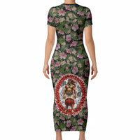 Samoa Aiga Polynesian Short Sleeve Bodycon Dress Tropical Floral Hibiscus Pattern Island Heritage
