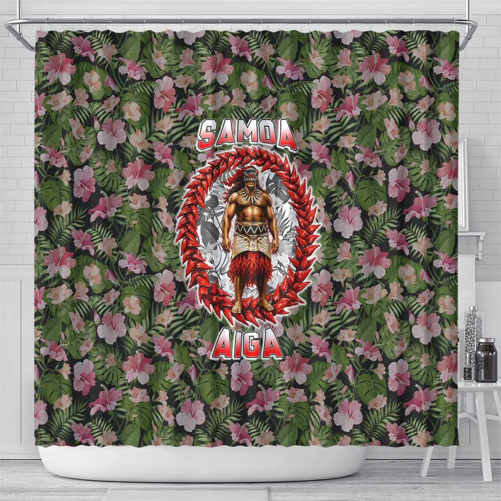 Samoa Aiga Polynesian Shower Curtain Tropical Floral Hibiscus Pattern Island Heritage