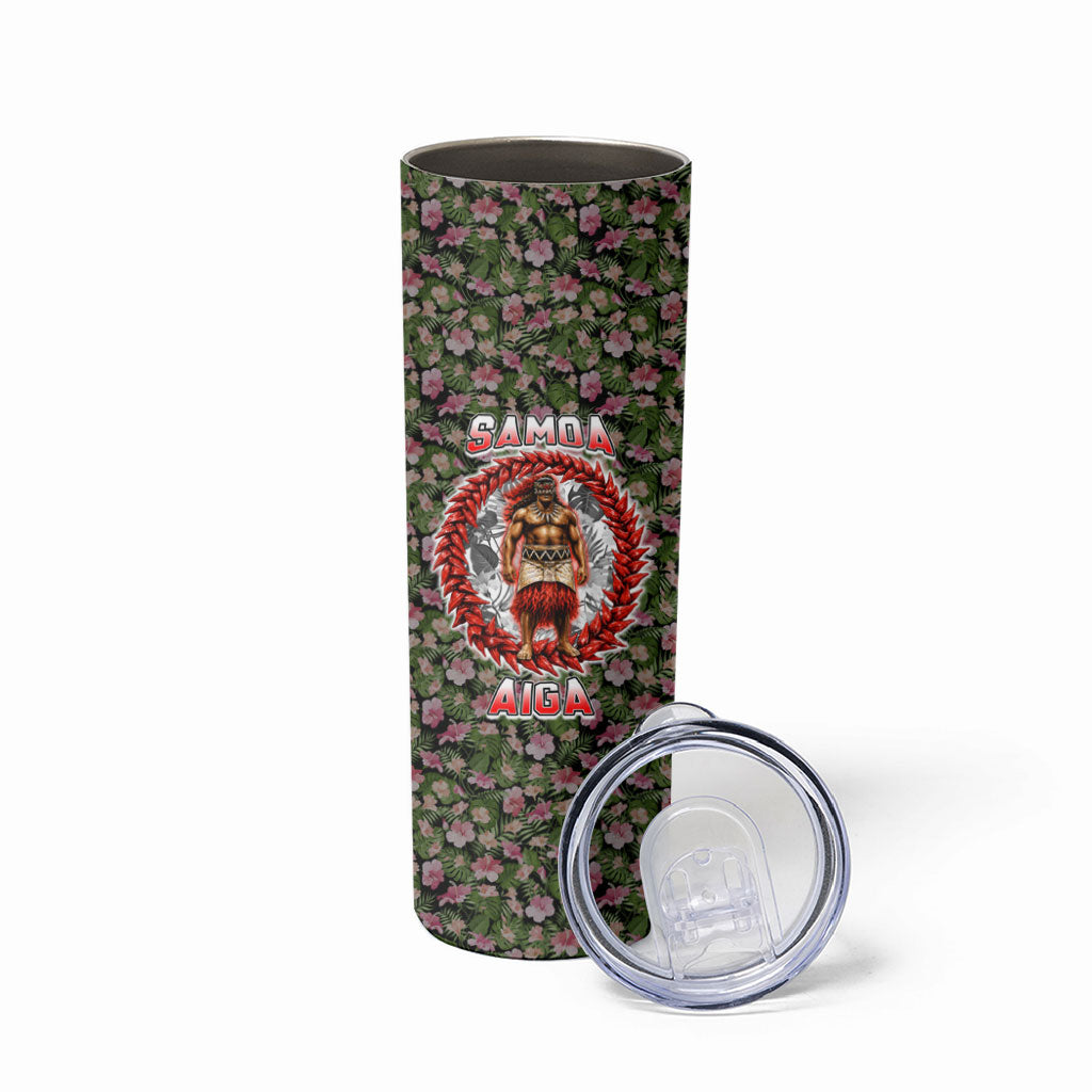 Samoa Aiga Polynesian Skinny Tumbler Tropical Floral Hibiscus Pattern Island Heritage