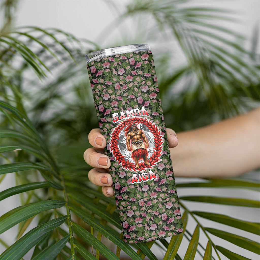Samoa Aiga Polynesian Skinny Tumbler Tropical Floral Hibiscus Pattern Island Heritage