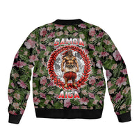 Samoa Aiga Polynesian Sleeve Zip Bomber Jacket Tropical Floral Hibiscus Pattern Island Heritage