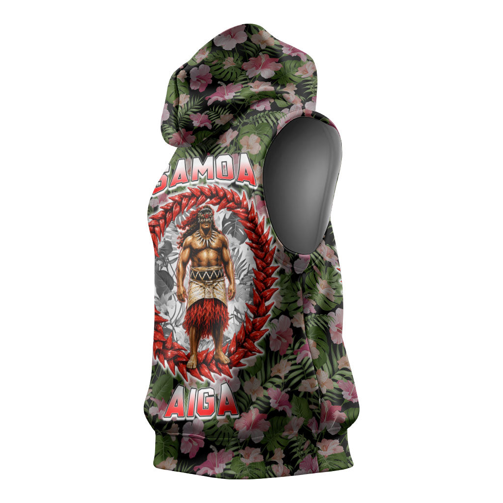 Samoa Aiga Polynesian Sleeveless Hoodie Tropical Floral Hibiscus Pattern Island Heritage