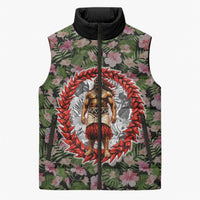 Samoa Aiga Polynesian Sleeveless Puffer Jacket Tropical Floral Hibiscus Pattern Island Heritage