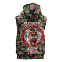 Samoa Aiga Polynesian Sleeveless Zip Hoodie Tropical Floral Hibiscus Pattern Island Heritage