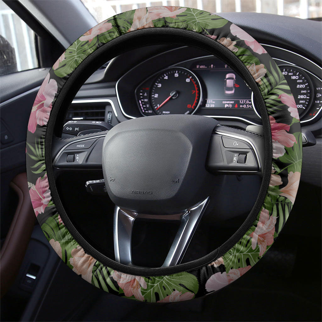 Samoa Aiga Polynesian Steering Wheel Cover Tropical Floral Hibiscus Pattern Island Heritage