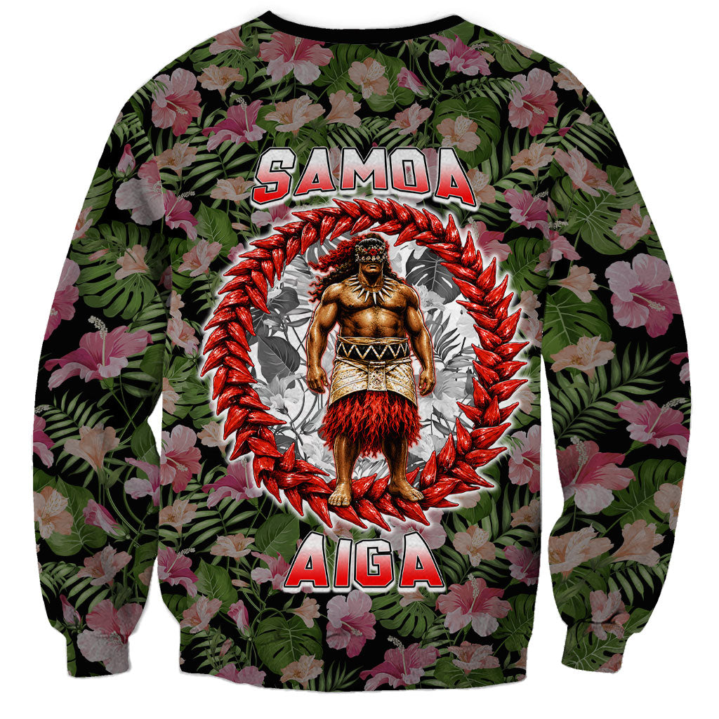 Samoa Aiga Polynesian Sweatshirt Tropical Floral Hibiscus Pattern Island Heritage