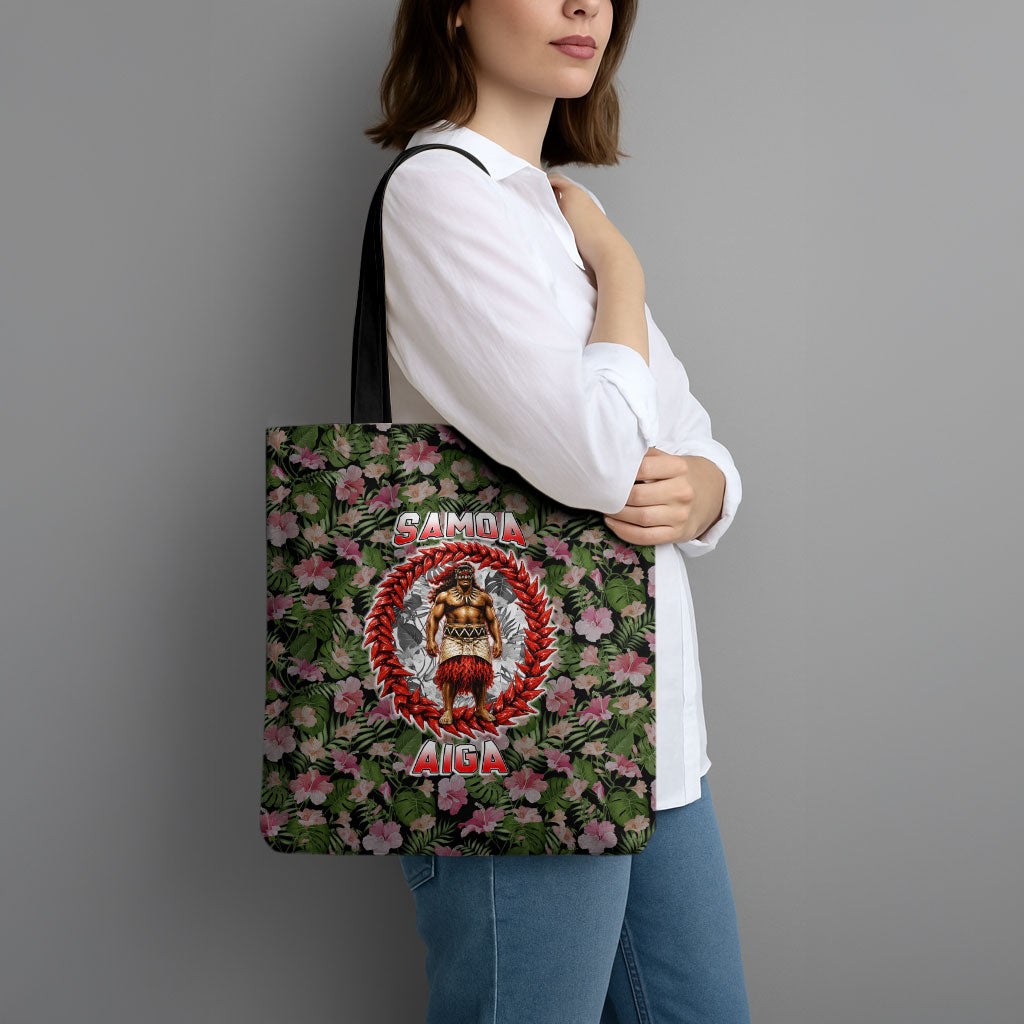 Samoa Aiga Polynesian Tote Bag Tropical Floral Hibiscus Pattern Island Heritage