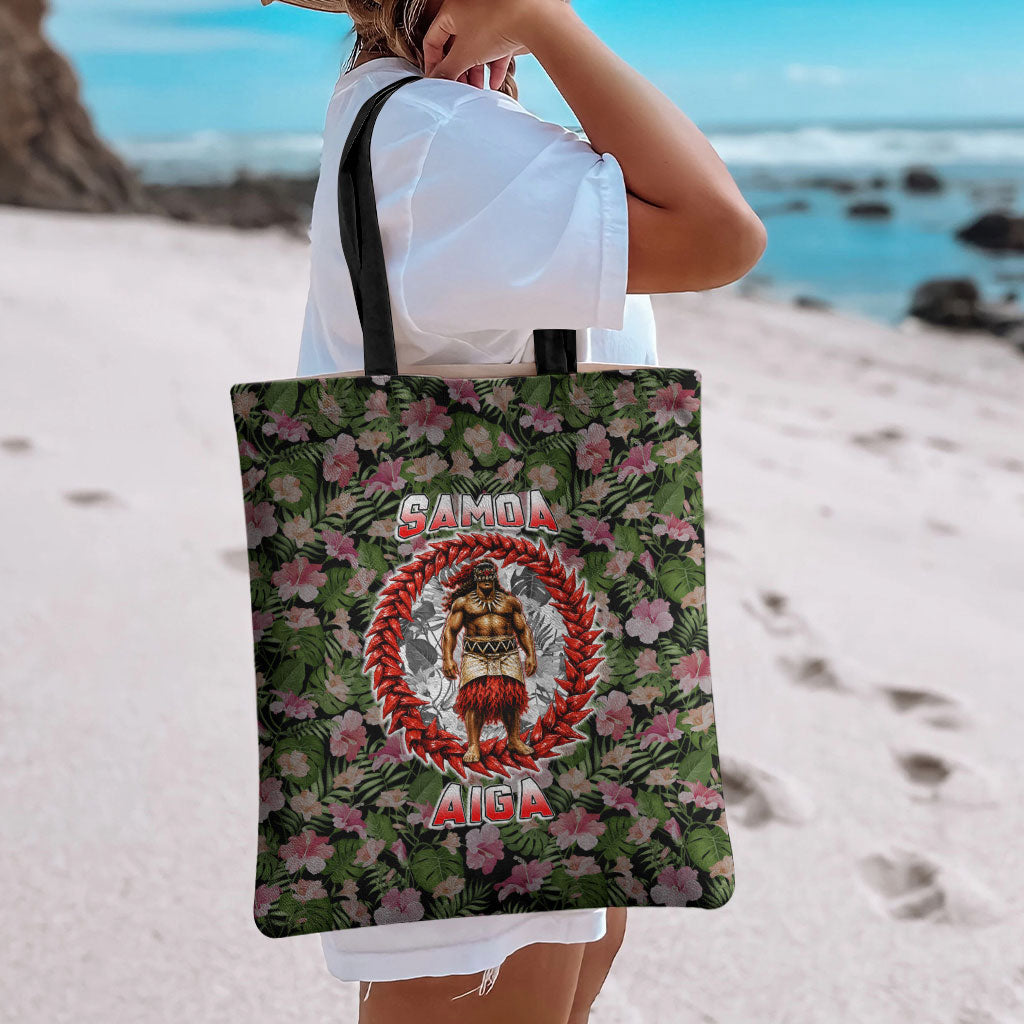 Samoa Aiga Polynesian Tote Bag Tropical Floral Hibiscus Pattern Island Heritage