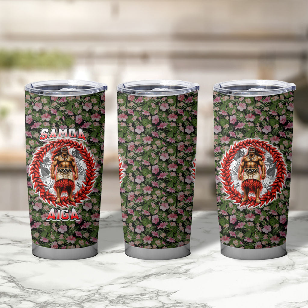 Samoa Aiga Polynesian Tumbler Cup Tropical Floral Hibiscus Pattern Island Heritage
