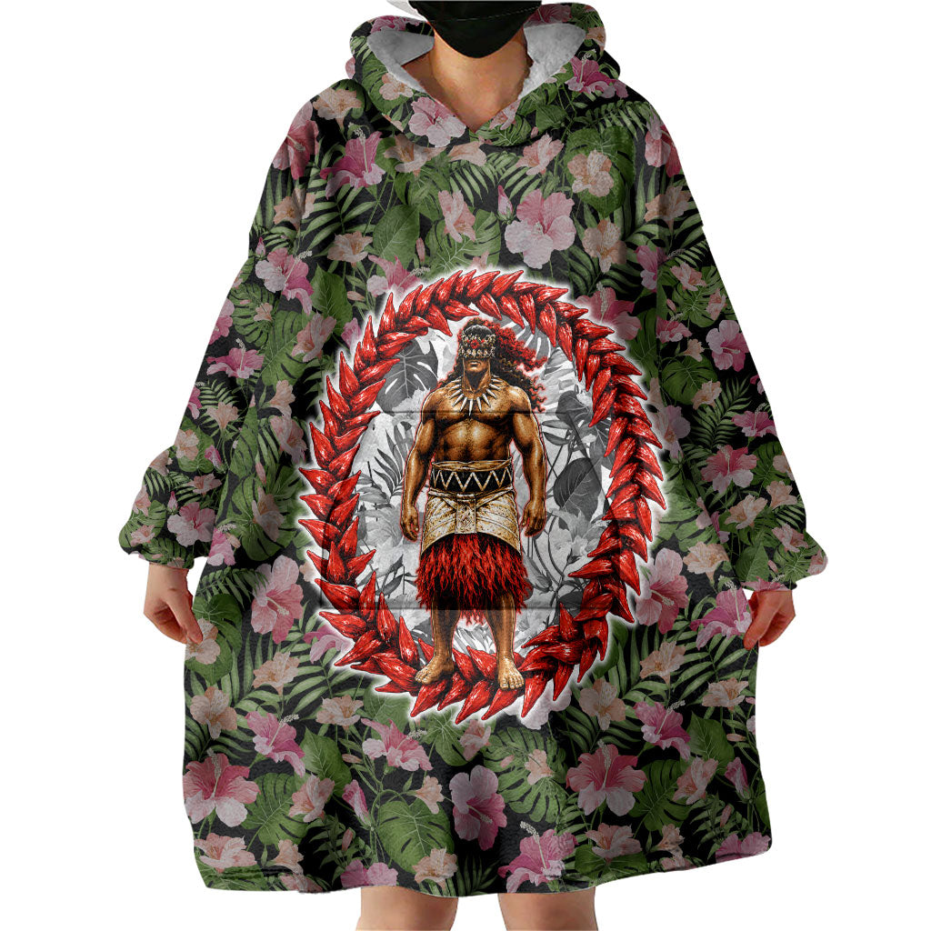 Samoa Aiga Polynesian Wearable Blanket Hoodie Tropical Floral Hibiscus Pattern Island Heritage
