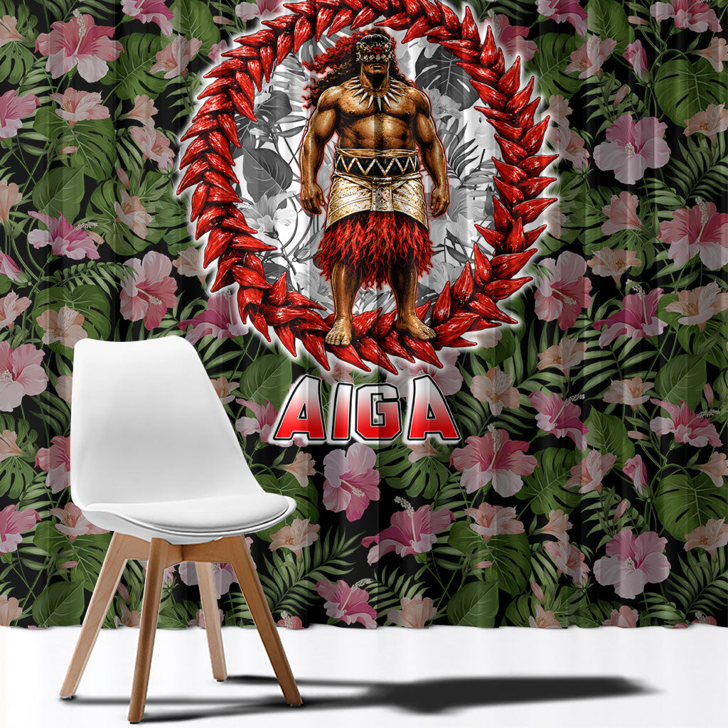 Samoa Aiga Polynesian Window Curtain Tropical Floral Hibiscus Pattern Island Heritage