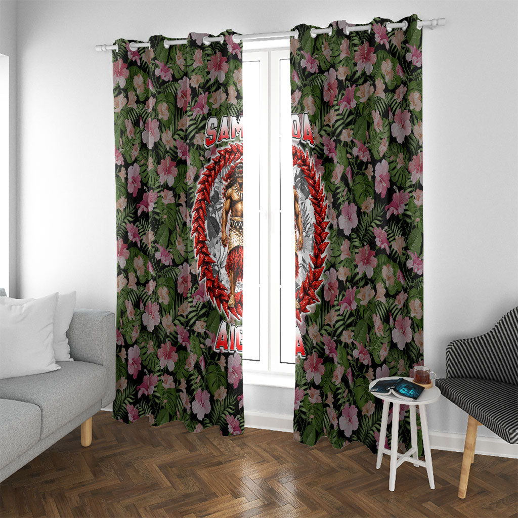 Samoa Aiga Polynesian Window Curtain Tropical Floral Hibiscus Pattern Island Heritage