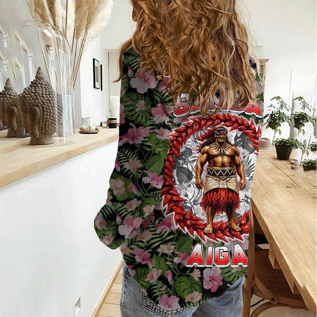 Samoa Aiga Polynesian Women Casual Shirt Tropical Floral Hibiscus Pattern Island Heritage