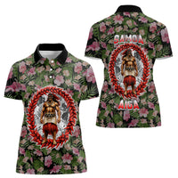 Samoa Aiga Polynesian Women Polo Shirt Tropical Floral Hibiscus Pattern Island Heritage