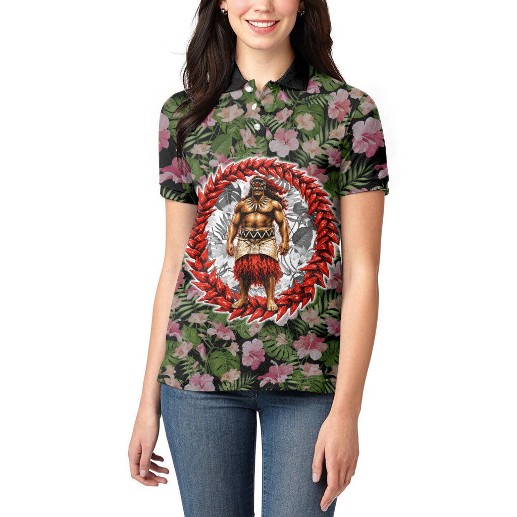 Samoa Aiga Polynesian Women Polo Shirt Tropical Floral Hibiscus Pattern Island Heritage
